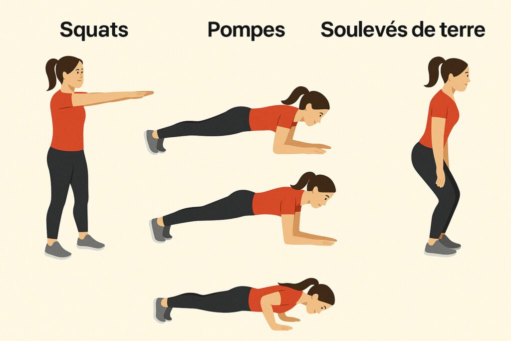 illustration-ou-photo-montrant-une-serie-de-squats-pompes-et-souleves-de-terre-au-poids-du-corps-1024x683 8 Entraînements et Exercices Puissants pour Optimiser Votre Fitness