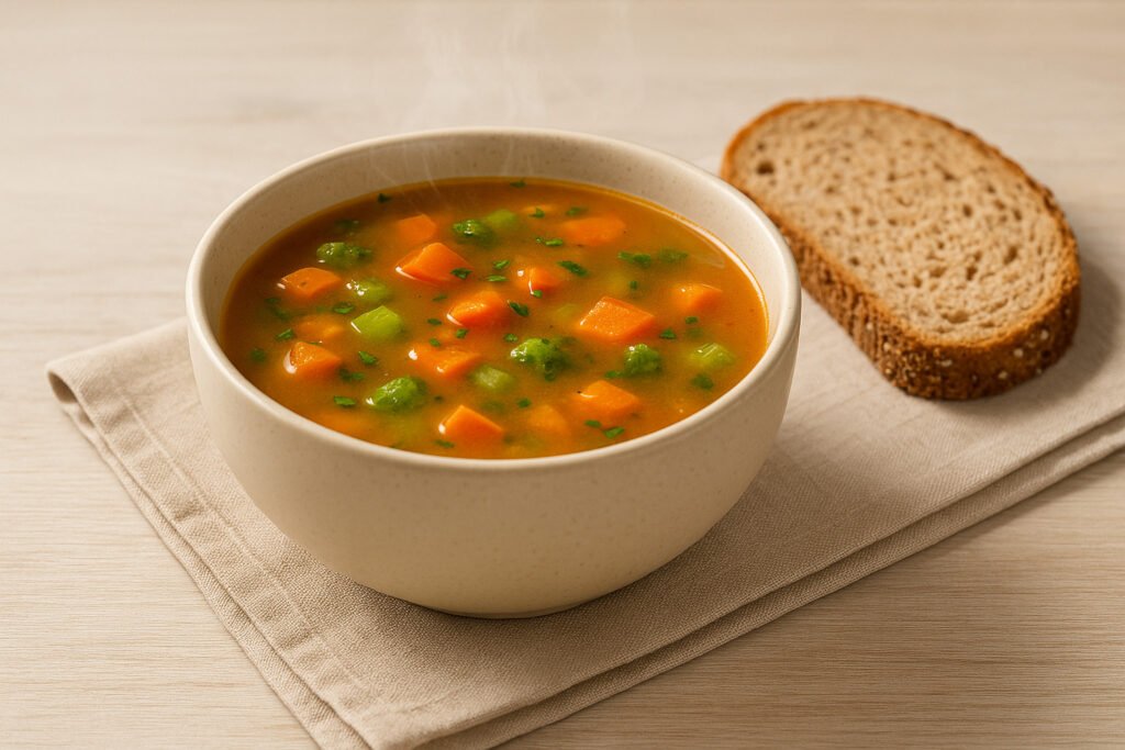 un-bol-de-soupe-fumant-tranche-de-pain-complet-ambiance-calme-1024x683 Perte de poids durable : 7 clés incontournables pour perdre sans frustration