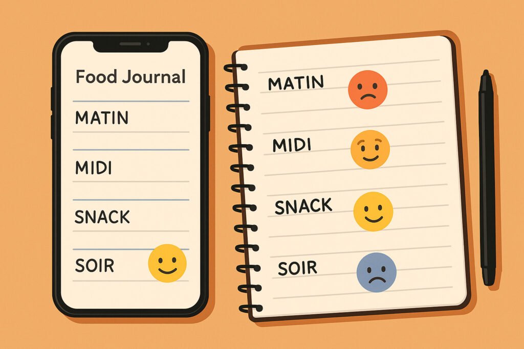 un-carnet-ou-une-application-mobile-ouverte-avec-des-cases-matin-midi-soir-snack-et-des-emojis-emotionnels-1024x683 Perte de poids durable : 7 clés incontournables pour perdre sans frustration
